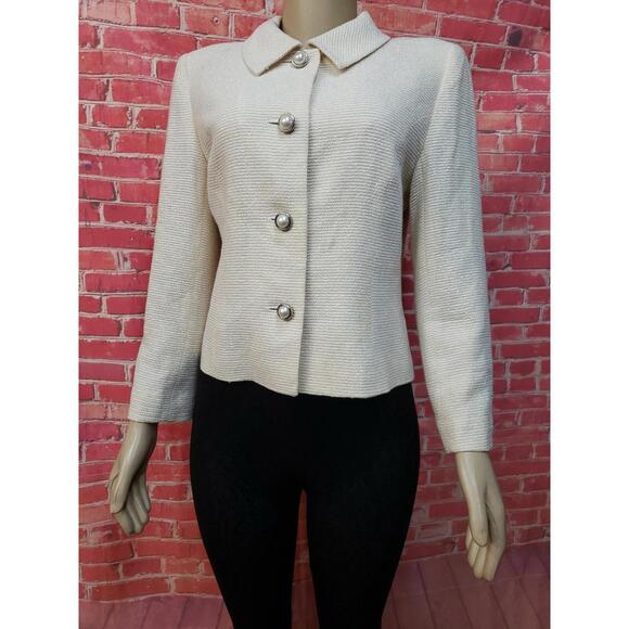 Courreges Jackets & Blazers - Courreges Paris, Designer Cream Women's Vintage Buttoned Jacket Sz M? #C